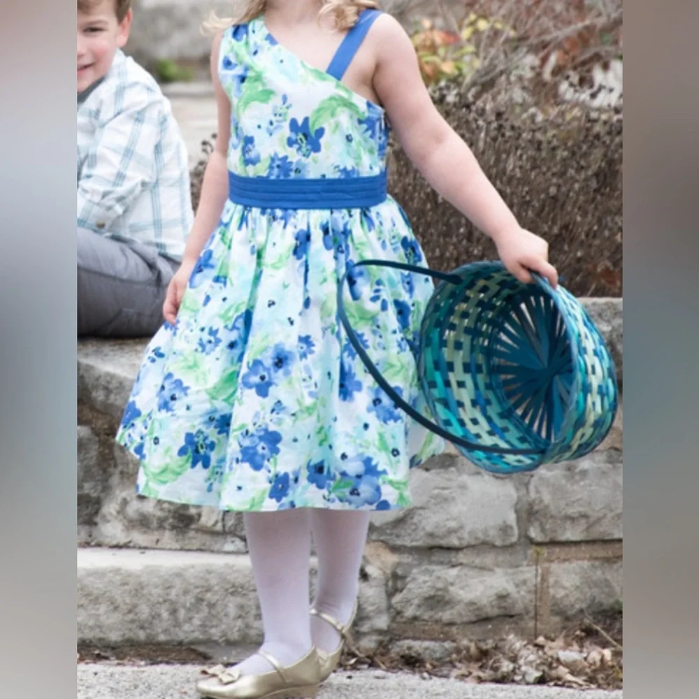Gymboree Blue/lavender and green Floral dress size 12 NWT